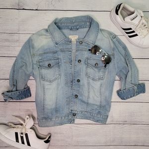 LOFT Cropped Sleeve Denim Jean Jacket